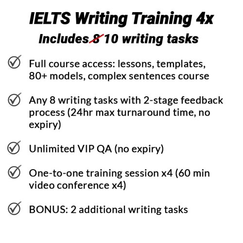 IELTS Writing Feedback 10+2x + Coaching 4x